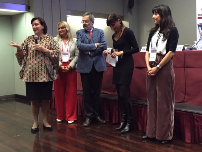 Premio Prodotto Formativo 2015 - Annuncio 'menzione' a Silvia Orlando, Consulman, a destra nella foto.